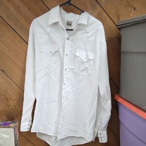 Ely Cattleman White Casual Button Down Shirt XL